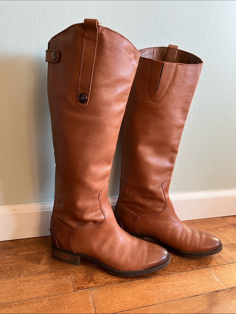 Sam Edelman Penny Brown Leather Tall Riding Boots Knee High Equestrian 6M